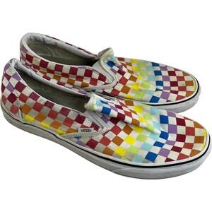 Vans Classic Slip-On Rainbow Checkerboard Mens Size 12 Skate